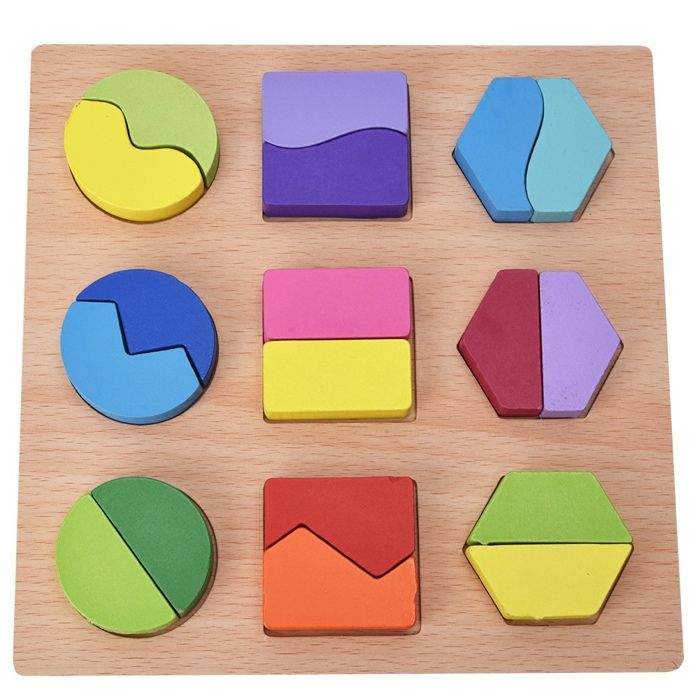 Puzzle en bois à formes géométriques, blocs de construction, jouet ...