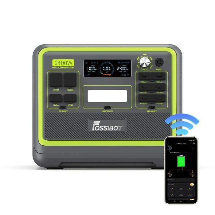 FOSSiBOT F2400 Generateur Electrique Portable2048Wh LiFePO4 2400W Centrale Électrique Station Plein air camping RV pêche voyage