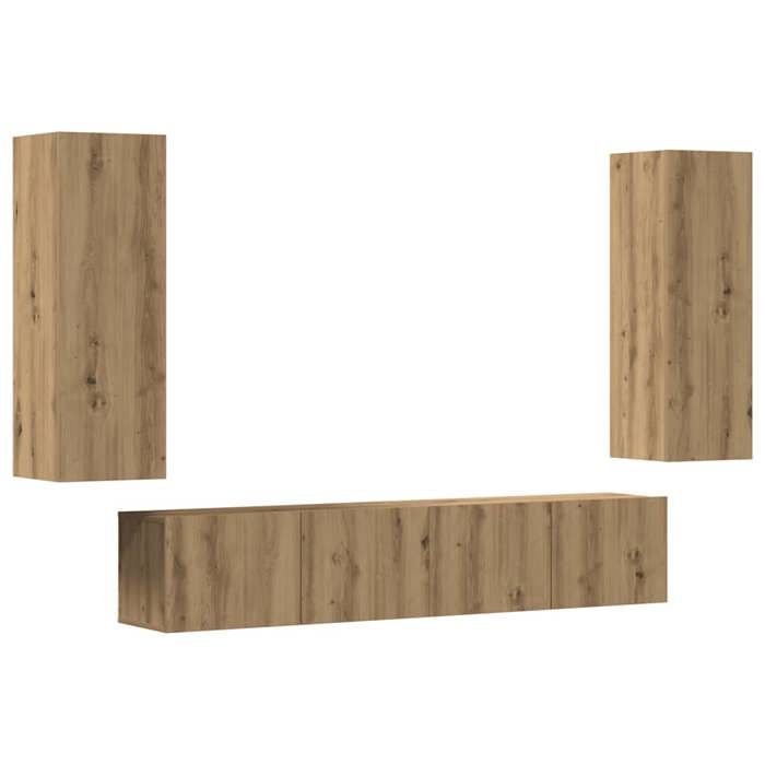 Printemps/été 2025 Meubles TV muraux 4 pcs - JM - MEUBLE DE SEJOUR - grande taille - chêne artisanal - Bois dingénierie EU4488