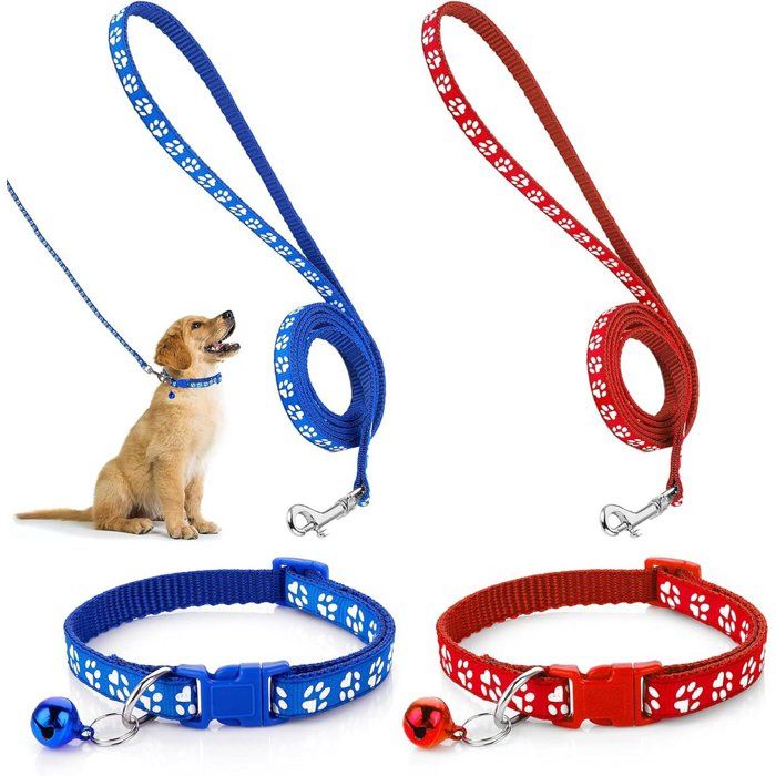 Comparer les prix de Ensemble collier et laisse réglables - Collier pour chien avec laisse - Collier à dégagement rapide pour petits chiens - Étiquette