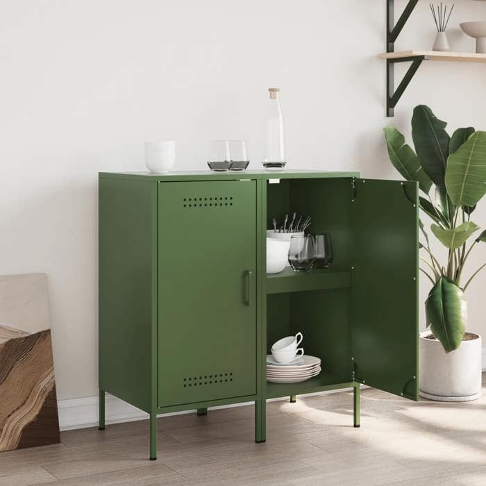 MGH - TOP Buffet de rangement - Cabinet/Commode moderne - 2 pcs - vert olive 36x39x79 cm - acier LV3318