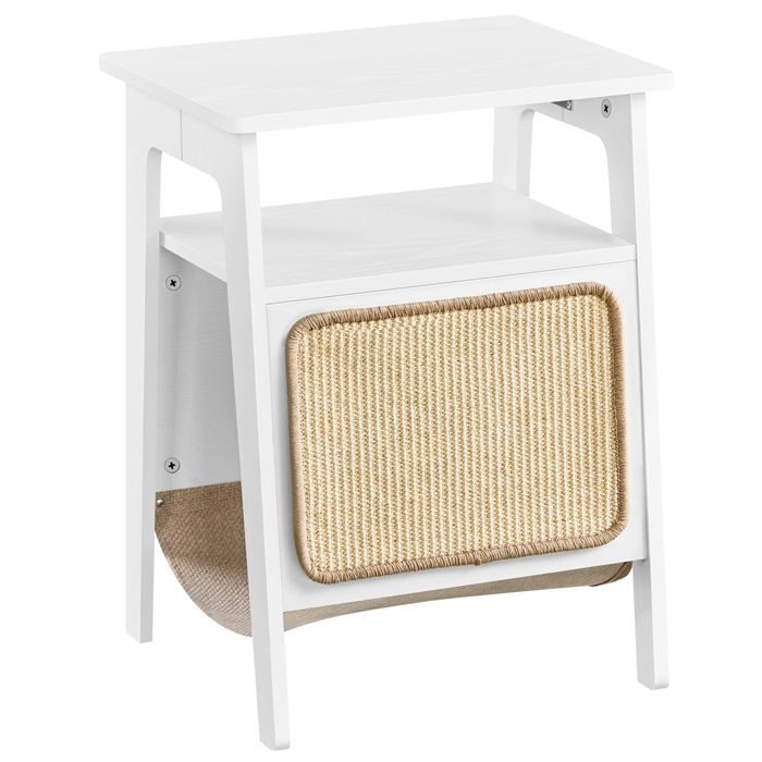 Yaheetech Table dappoint pour Chat avec Lit Bout de Canapé dintérieur en Bois avec Niche Range-magazines Blanc