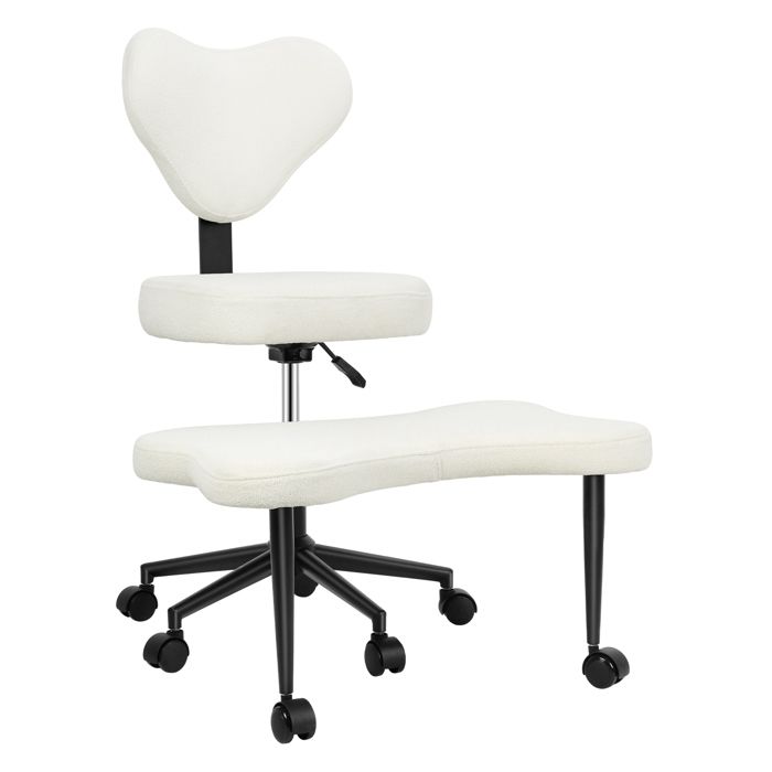 FLASIDU Chaise de bureau pivotante sans accoudoirs large assise réglable en hauteur 82 cm - 102 cm Blanc