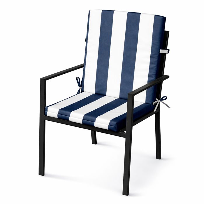Coussin de fauteuil assise et dossier imperméable  à rayures ARCACHON Bleu Foncé 40x90 cm