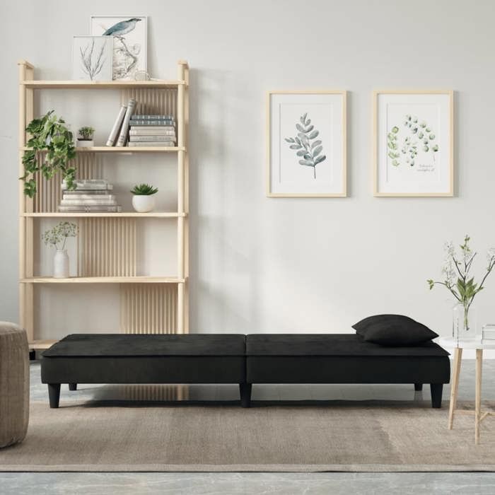 Promo printempsCanapé-lit - SARAZYJ - meuble de salon - 2 PERSONNES - noir Velours - S6452067