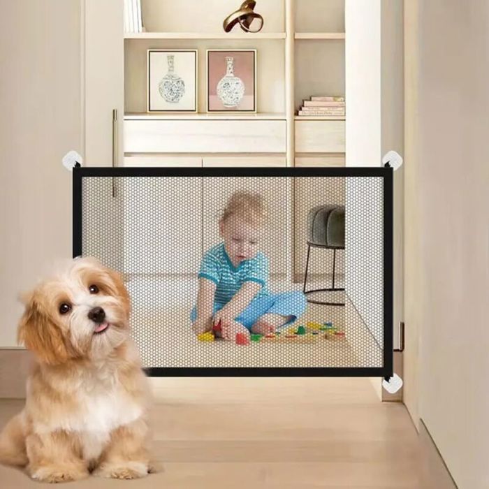 Barrière de sécurité pour bébés et chiens - MICH - 110x72 cm - Sans perçage - Installation facile - Pliable