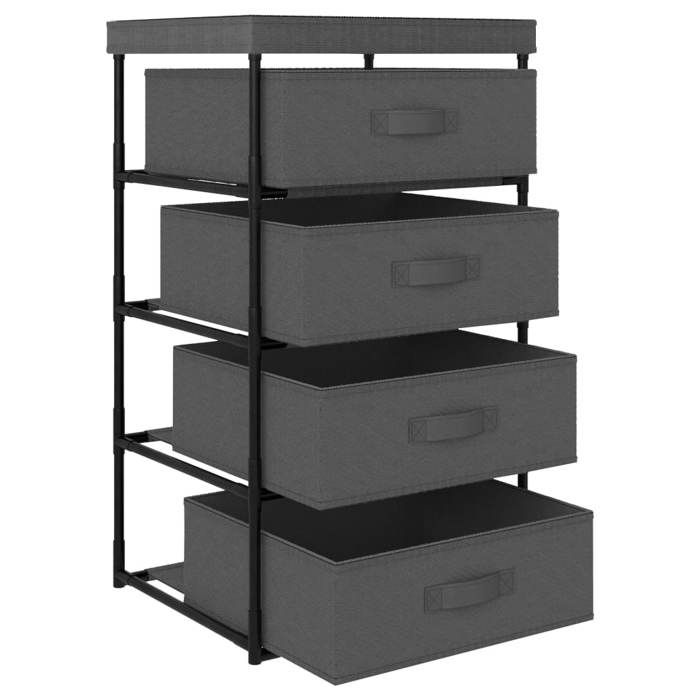 (6924)Moderne Étagère de rangement avec 4 paniers en tissu Acier Gris poid:3.1 kg
