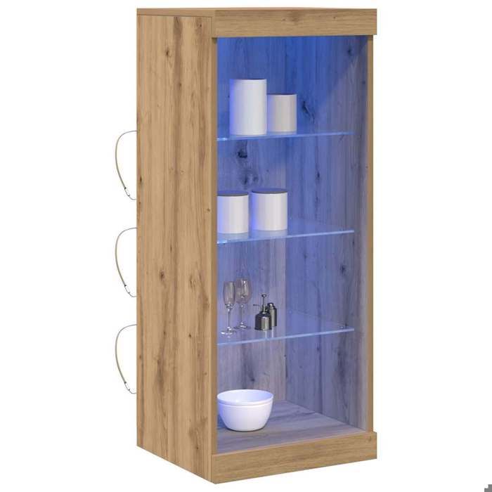 (18079)Commode - contemporain - Buffet rangement - LED Chêne artisanal 41x37x100 cm Bois dingénierie poid:17.2 kg