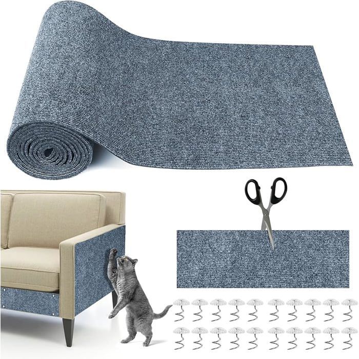 Draupnir 300cm x 40cm Griffoir Chat Tapis Griffoir Chat Auto Adhésif avec 20 Vis DIY Protection Canape Chat Anti Gris clair
