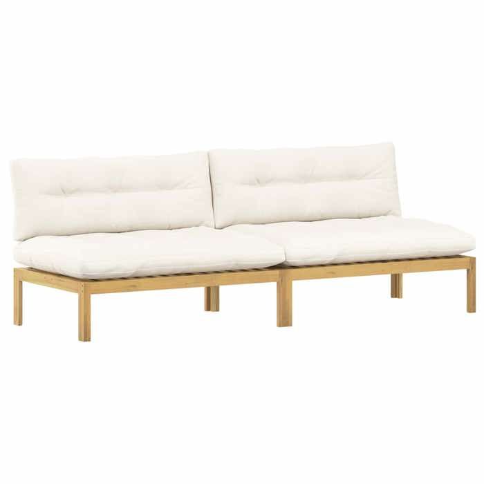 Sofa - Unité de canapé du milieu - vidaXL - bois dacacia - acacia clair et blanc crème - 2 places 7992543