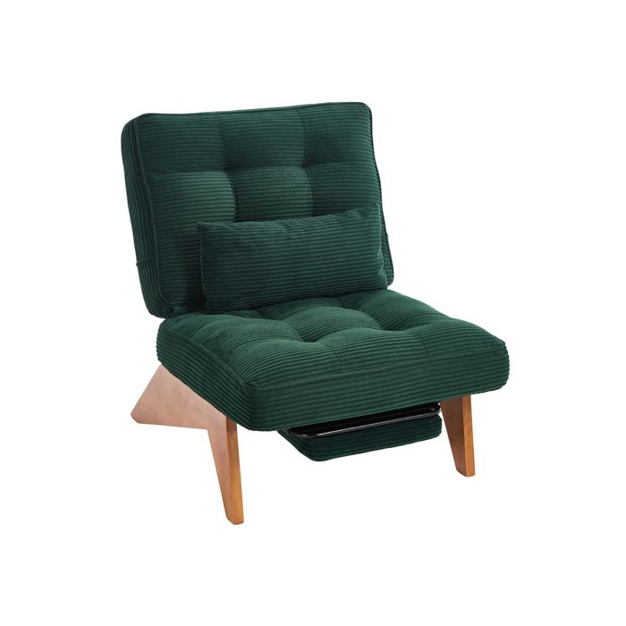 Fauteuil relaxation modulable 127 x 73 x 90 cm dossier réglable repose-pieds et coussin lombaire corduroy vert foncé