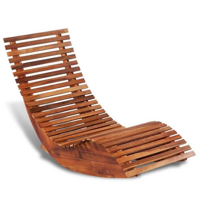 Chaise Longue Basculante 149 x 60 x 86 cm en bois dacacia sans coussin confort pour Jardin et Terrasse 333304