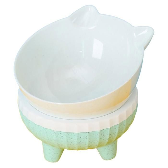2 Bols surélevés pour chat design incliné anti-vomissement matériau PP protection colonne vertébrale facile à nettoyer .