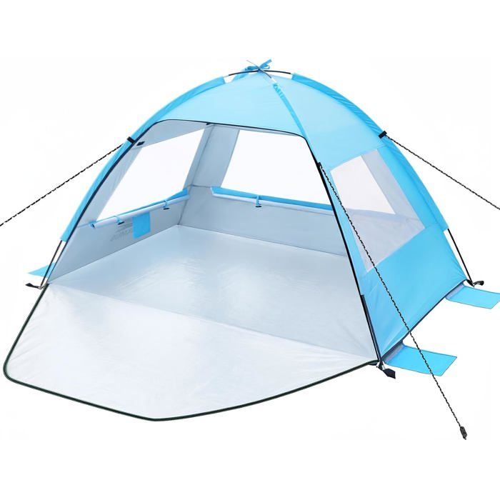Tente de Plage Anti-UV 50+ Portable pour Bébé et Adulte - Abri de Plage Coupe-Vent (Bleu.185x120x110cm)