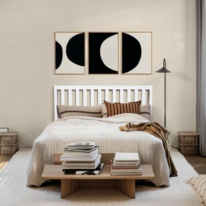 aingoo lit en bois 140 x 190 cm pour adulte blanc cdiscount maison