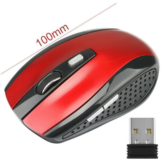 Souris sans fil – Non spécifié – Rouge – 1600 DPI – Ergonomique – Faible consommation dénergie