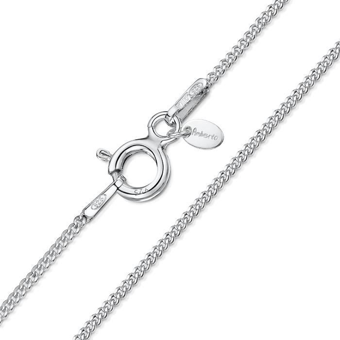 Collier Chaîne En Argent Massif 925 - Maille Art Nouveau Avec Motifs Fleurs - Occasion