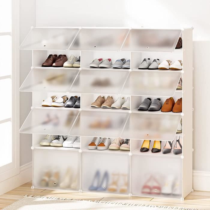Meuble Chaussure,Rangement Chaussure Gain de Place,Modulaire Armoire à Chaussure Transparente