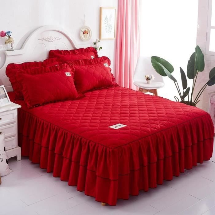 Ensemble de quatre pièces à volants en fil double couche, drap de lit