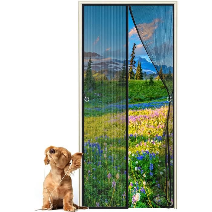 Isolant Thermique Moustiquaire Magnétique Noire Exquise, Rideau En Maille Pour Balcon, Facile à Installer, 120x210 Aimanté 140x220