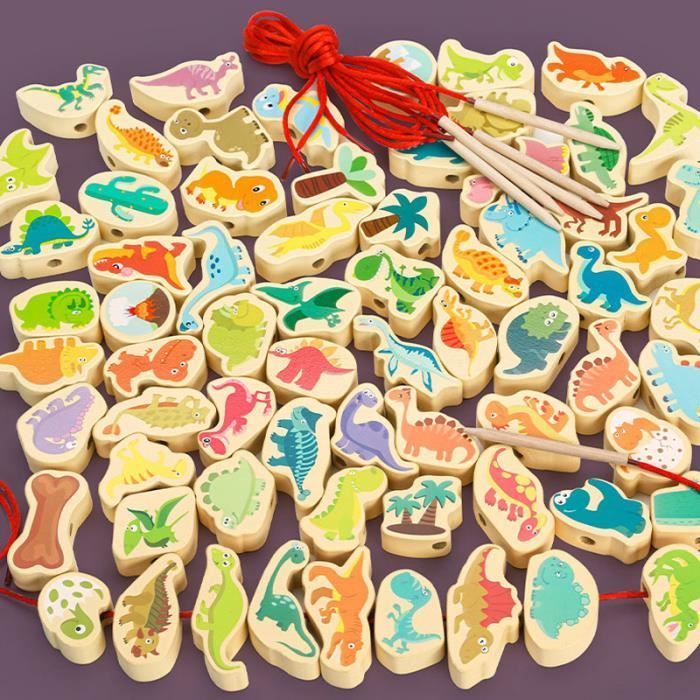 Labyrinthe Magnétique Dinosaures En Bois Ciré - Jouet éducatif 3 Ans+, 22,7x15,5 Cm, Motricité Fine Et Comptage