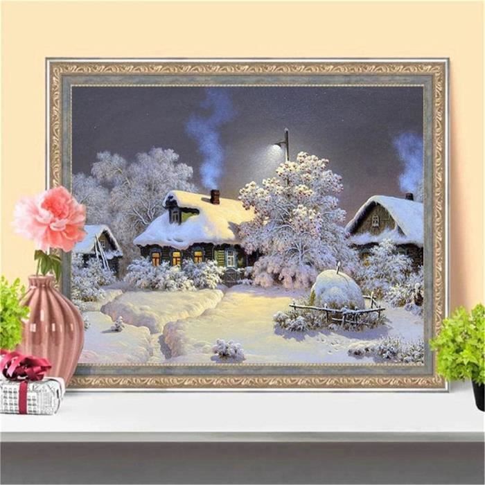 Kit Diamond Painting Noël – Motif Bonhomme De Neige 30x40 Cm – Peinture Par Diamants 5D Complète – Activité DIY Adulte, Décoration Murale
