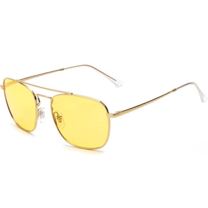 Retro Carre Aviateur Lunettes De Soleil Premium Verre Lentille Plat Metal Lunette Solaire Hommes Femmes u2049 Achat Vente lunettes de soleil Cdiscount