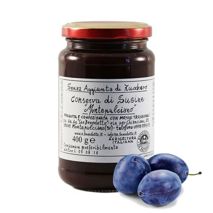 San Benedetto conserves biologiques de prunes sans sucre 1 pot 380