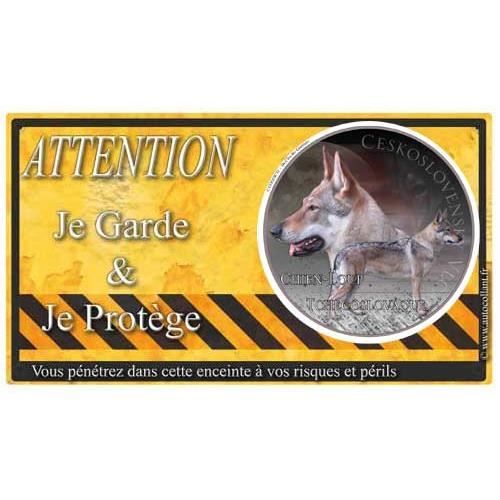 Plaque De Garde Chien Loup Tchecoslovaque Warning Achat