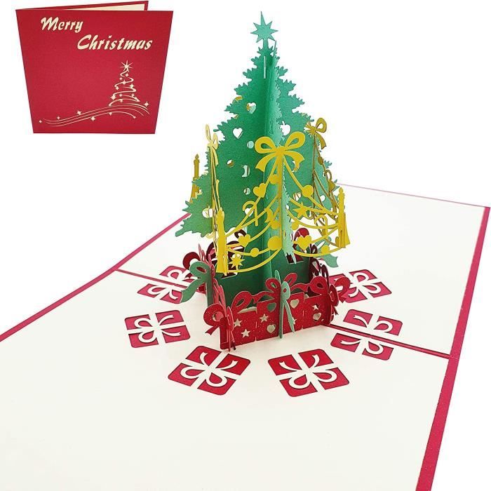 Carte de vœux de Noël 3D Sapin de Noël avec cadeaux Carte postale