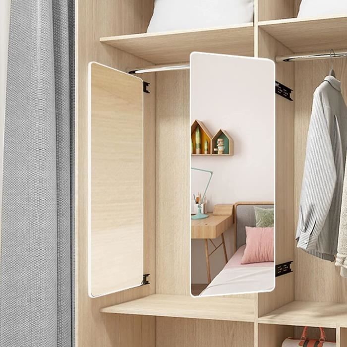 JEKKAH Miroir Coulissant et Rotatif Pliable intégré, Miroir Coulissant Invisible for Armoire, Miroir Coulissant sur Toute la Longueur(Black,80 * 40cm
