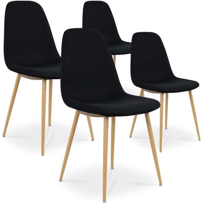 Lot de 4 chaises scandinaves Bali tissu Noir Lot de 4 chaises scandinaves Bali tissu Noir