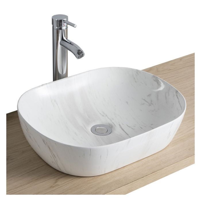 Vasque Salle De Bain A Poser En Ceramique Imitation Marbre L46 X P37 Vadim Cdiscount Bricolage