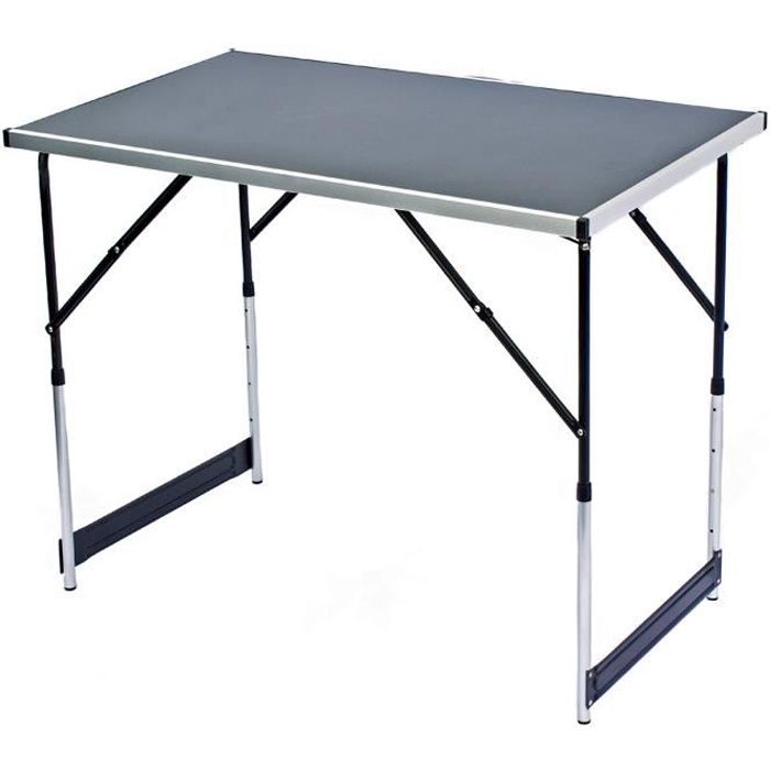 Table pliante - Table multifonctionnelle pour les marchés - Blanc - Réglable en hauteur