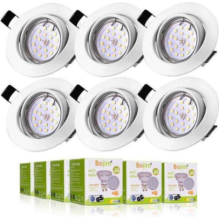 Bojim Lot De 6 Led Spots Encastrables Gu10 Blanc Chaud 6w Non Dimmable Achat Vente Lot De 6 X Led Spots Encast Peinture Au Pistolet Blanc Cdiscount