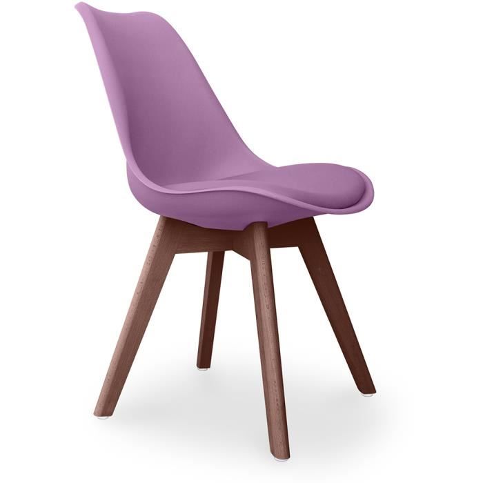 premium chaise brielle au design scandinave avec coussin - pieds sombres violet pastel 48 violet pastel