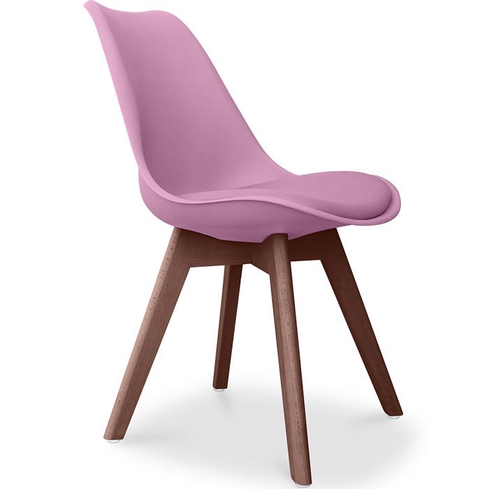 Premium Chaise Brielle au design scandinave avec coussin - Pieds sombres Violet pastel