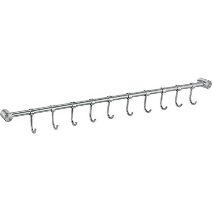 Barre Murale Porte-casseroles 50 Cm Avec 8 Crochets Amovibles - Rail De Rangement Pour Ustensiles De Cuisine