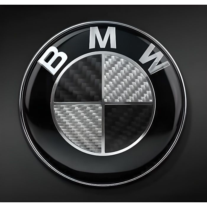 Logo Emblème BMW 82mm Réel Fibre de Carbone Capot - Coffre Noir Blanc Badge