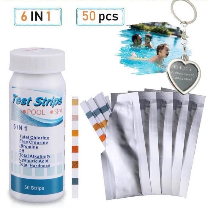 Bandes De Test D Eau 6 En 1 Pour Piscine Hot Tub Test De Qualite De L Eau Pour Chlore Total Chlore Libre Brome Alcalinite To A50560 Achat Vente Traitement De L Eau Bandes De