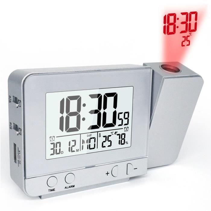 Réveil Numérique LCD FAOKZE Avec Thermomètre Et Calendrier - 8 Langues, Rétroéclairage, Fonction Snooze
