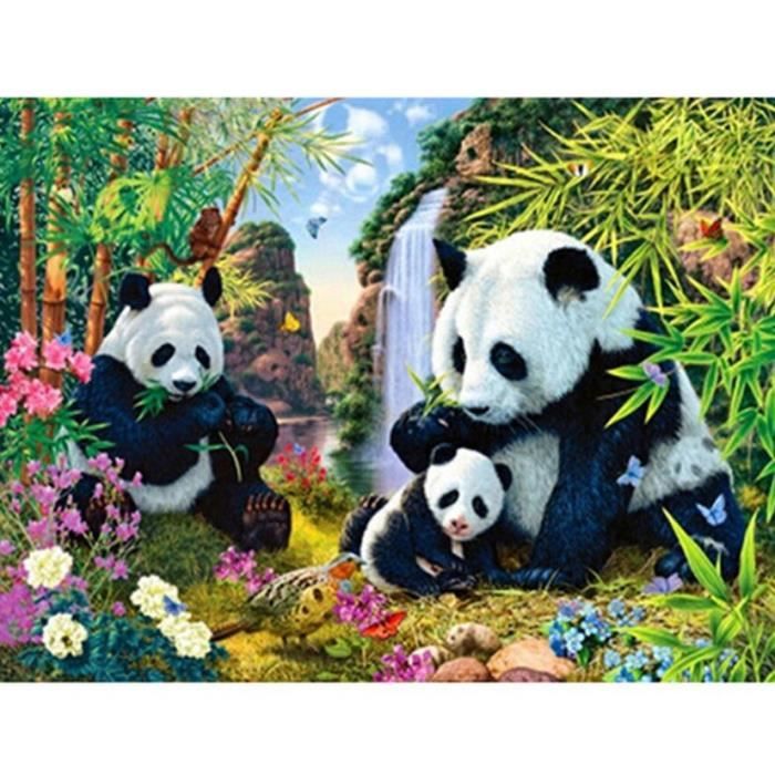 Tableau-Toile, peinture diamant Panda 5D,broderie complète 5D thème perles carrées,Kit - Full Square 40X50cm