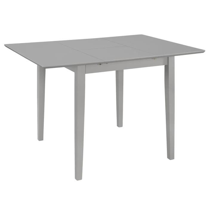 table à dîner extensible - svp- moderne - gris - bois d'hévéa massif - mdf