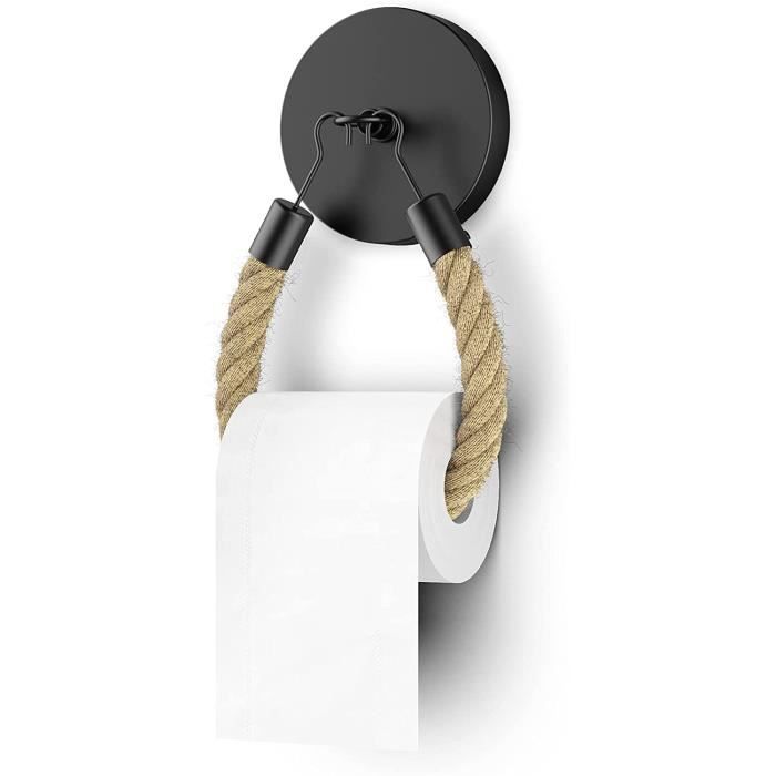 Porte-Papier Toilette Noir Sur Pied - Design Compact 17x15 Cm - Pour Petites Salles De Bain - Sans Percer - 3