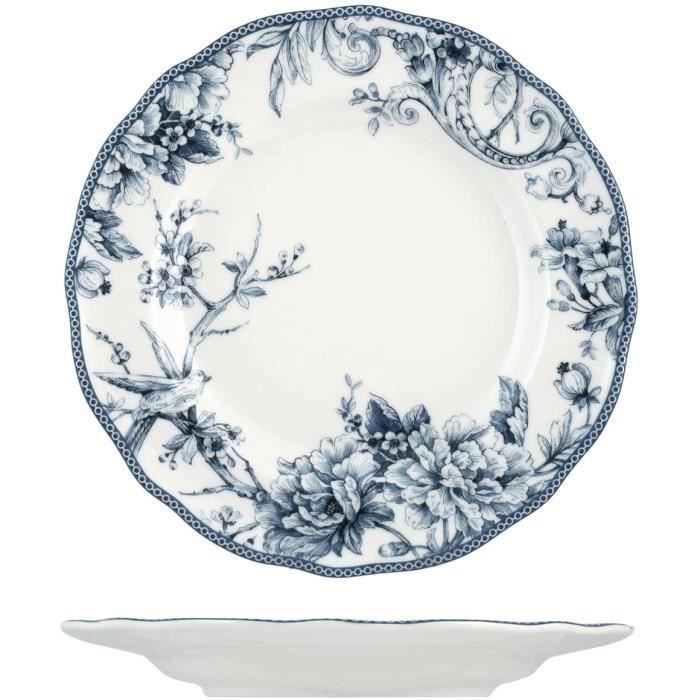 Assiette en porcelaine/bleue et blanche