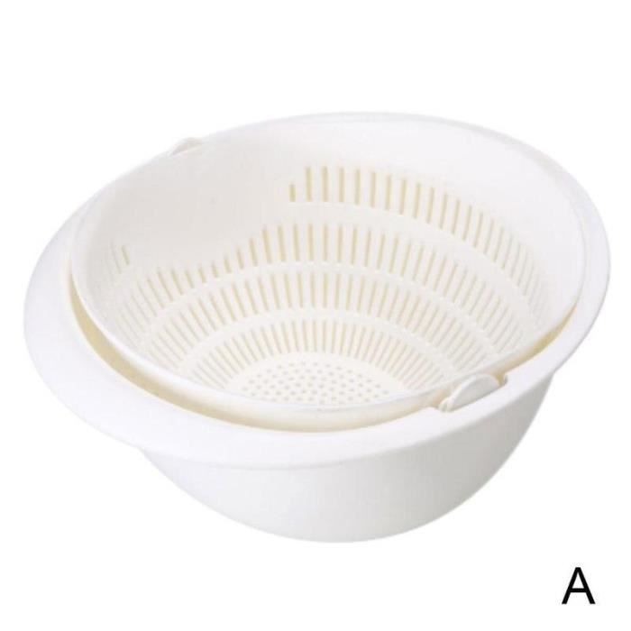 Ensemble passoire de cuisine en plastique double couche pour fruits et légumes - Bols de vidange pour le nettoyage et le lavage - Taille XL Ensemble passoire de cuisine en plastique double couche pour fruits et légumes - Bols de vidange pour le nettoyage et le lavage - Taille XL