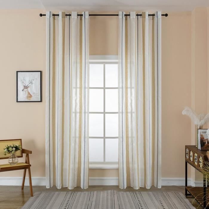 Paire de Rideaux Voile brise bise gris 60 x 90 cm