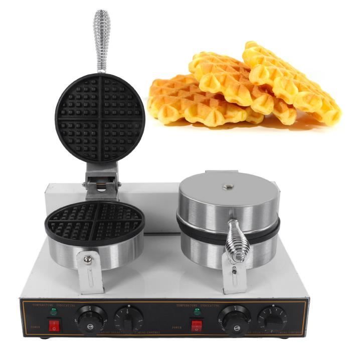 Gaufrier Professionnel Double Tête 6000W - Pour Crêpes Et Beignets - Argenté