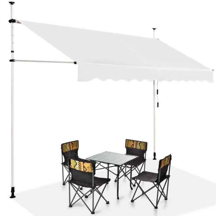 DREAMADE Auvent Rétractable Manuel 3M Store Banne Rétractable Etanche avec Manivelle&Tige de Support pour Balcon Magasin Beige