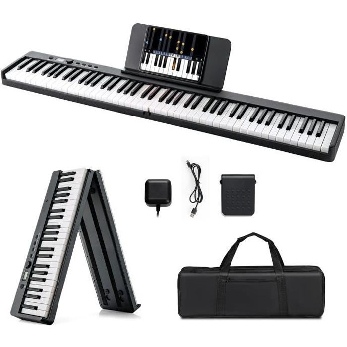 Piano Numérique Pliable à 88 Touches avec Fonction Bluetooth MIDI Clavier  Électronique Portable avec Pédale de Sustain Sac de Transport
